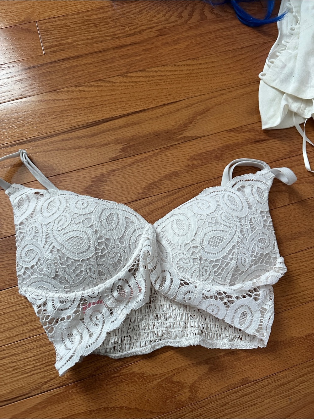 PINK Victoria's Secret White Lace Longline Bralette